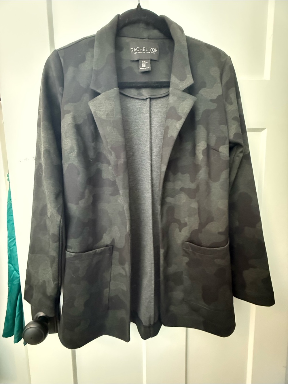 Rachel Zoe Black & Gray Camo Open-Front Blazer